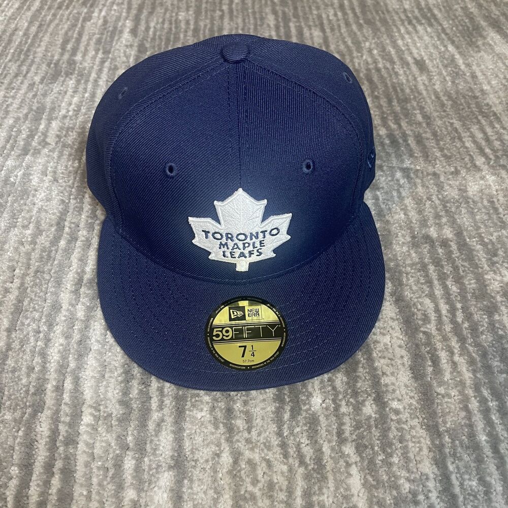 Toronto Maple Leafs Hat Cap Fitted Mens 7 1/4 Blue NHL Hat Club 59FIFTY New Era